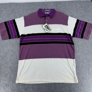 Private Club Fuzzy Zoeller Mens XL Vintage Striped Cotton Golf Polo Shirt Purple